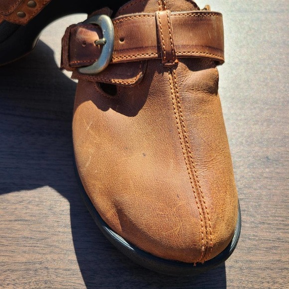 Crocs Cobbler 15513 Leather Clogs Heel Buckle Brown Slip On Women's Size… - Picture 10 of 12